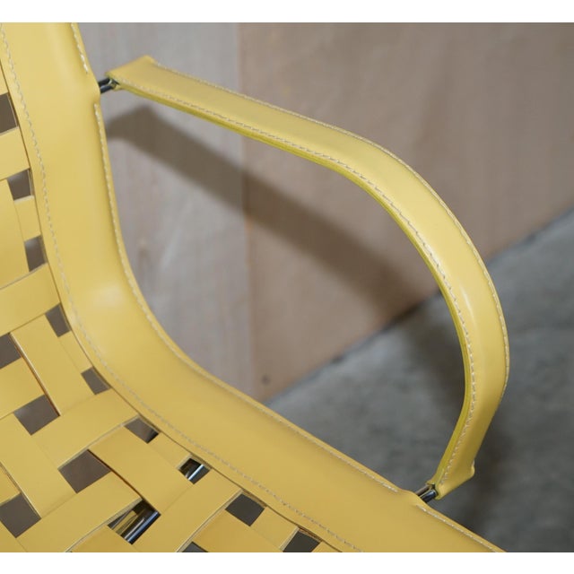 Vintage Italian Leather Woven Net Dining Chairs & Table by Giancarlo Vegni for Fasem, Set of 5 For Sale - Image 14 of 18