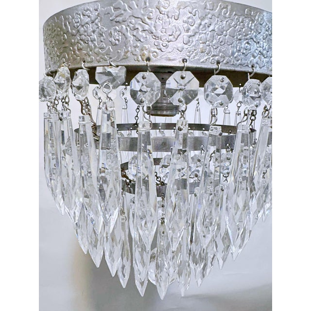 Metal Vintage 1960s Italian Silver Upside Down Layered Cake Chandelier For Sale - Image 7 of 8
