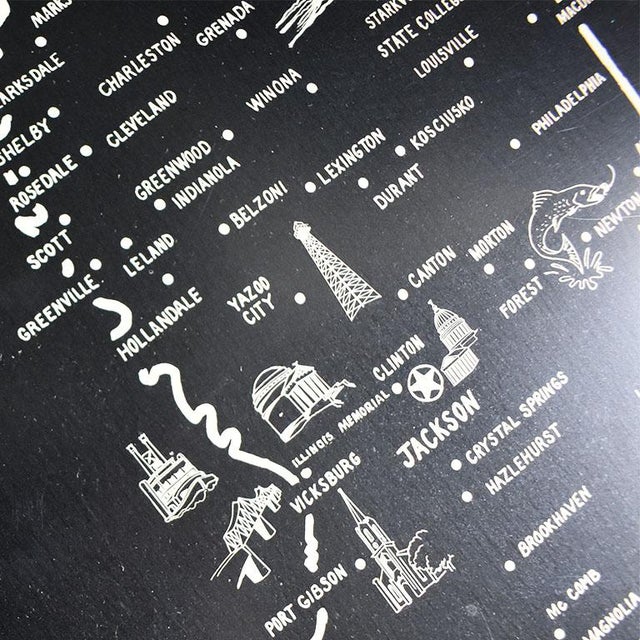 Mid-Century Modern Round Mississippi Magnolia Tin Serving Tray in Black and Cream For Sale - Image 3 of 5