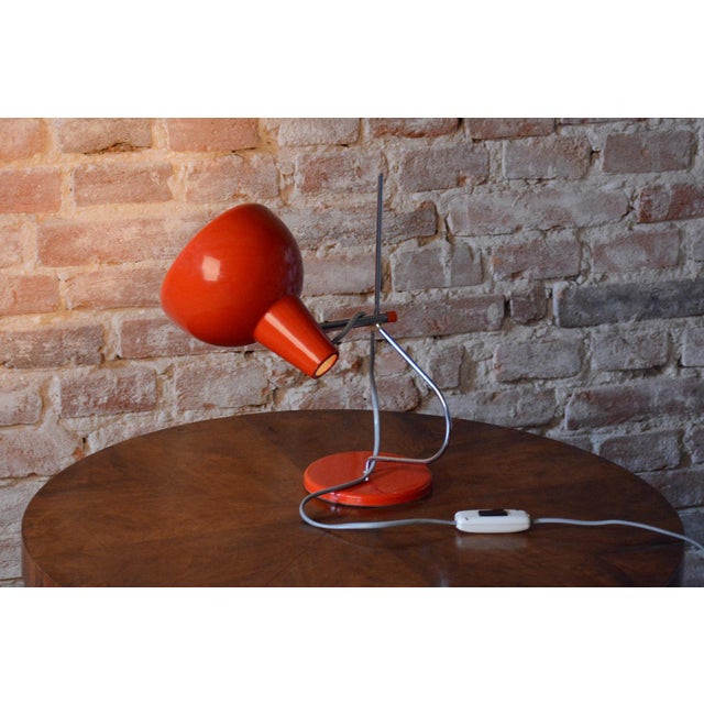 Red Mid-Century Modern Table Lamp in Chrome by J. Hůrka for Lidokov, Czech, 1960s For Sale - Image 8 of 11