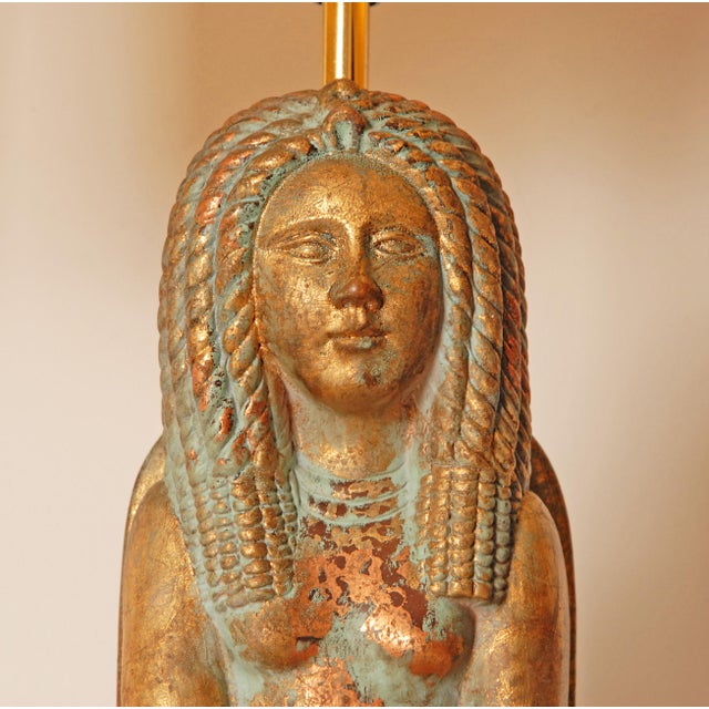 Ceramic Vintage Italian Lamps Ceramic Figural Table Lamps King Tut and Cleopatra - A Pair For Sale - Image 7 of 13