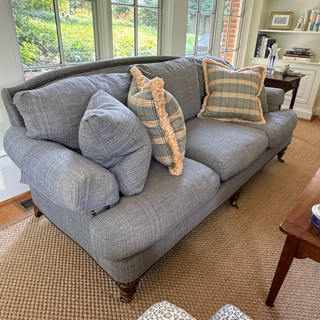 Lillian August Blue Sofa You can tell from the photos this is a comfortable sofa. Quality is excellent and color is easy...
