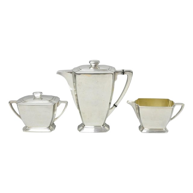 Antique 1847 Rogers Bros "Legacy" Art Deco Silver Plated Tea Set - 3 Pc Set For Sale