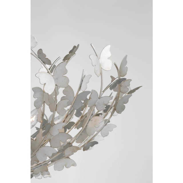 Visual Comfort Julie Neill for Visual Comfort Signature Farfalle Large Semi-Flush Mount in Burnished Silver Leaf For Sale - Image 4 of 5