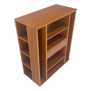 Danish Mid Century Modern 1970s Teak Bookcase Entertainment Center on Wheels For Sale