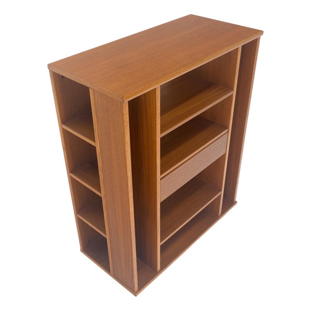 Danish Mid Century Modern 1970s Teak Bookcase Entertainment Center on Wheels For Sale