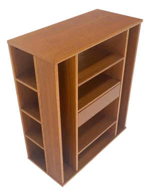 Danish Mid Century Modern 1970s Teak Bookcase Entertainment Center on Wheels