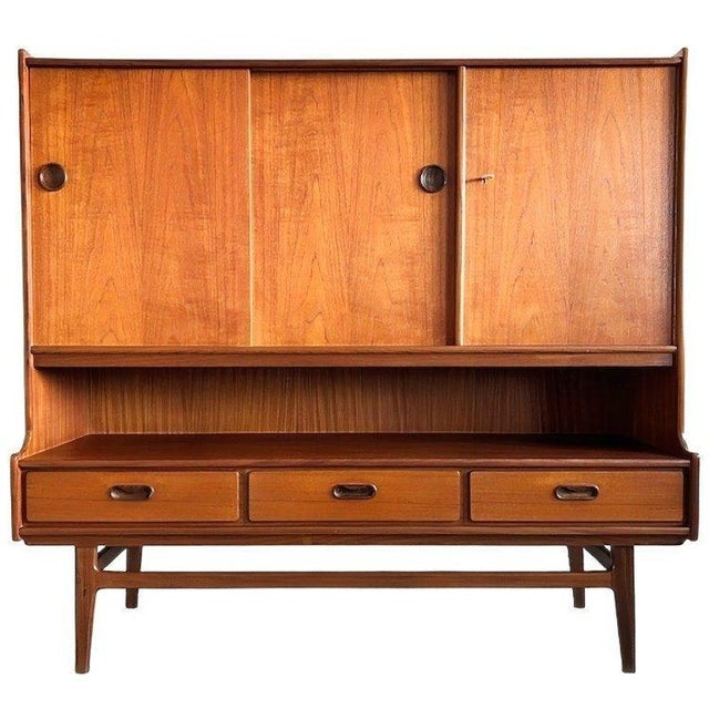 Mid-Century Modern Danish Highboard Cabinet in Teak by Van Teeffelen Wébé, 1960s For Sale - Image 12 of 12
