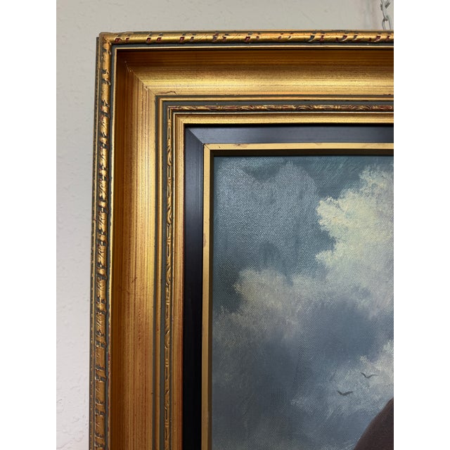 Early 21st Century Vintage Signed Oil Painting Stormy Sea Fishing Boats Maritime Seascape Framed For Sale - Image 5 of 10