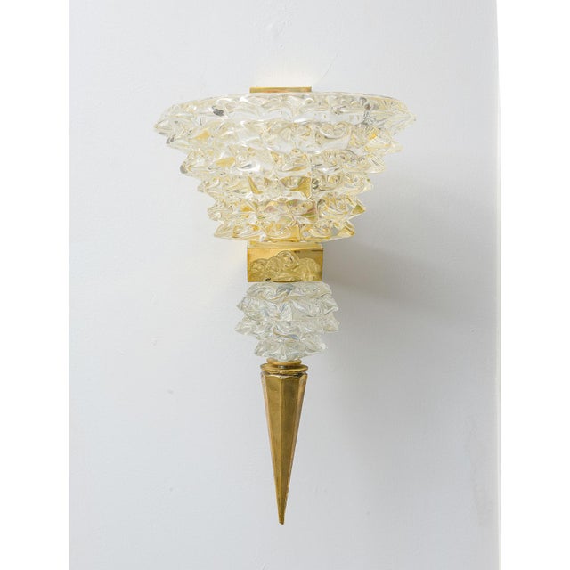 Contemporary Pair of Murano Rostrato Glass Sconces - Manner of Barovier Toso. These sconces are hand-crafted and made to...