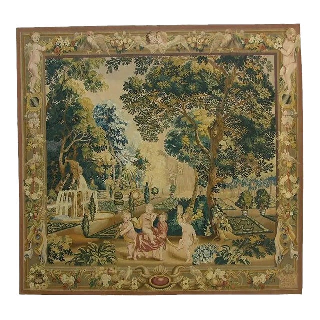 Vintage Tapestry Depicting Children at Play For Sale