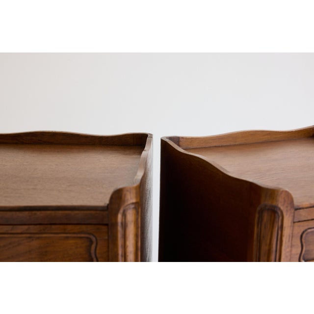 Pair of French Louis XV Style Oak Bedside Tables With Gallery Top For Sale - Image 10 of 18