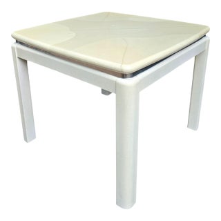Karl Springer Style Lacquered Faux Goatskin Side Table For Sale