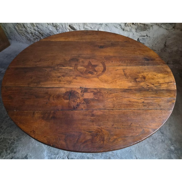 Antique French Round Oak Drop-Leaf Dining Table, 1870s For Sale - Image 10 of 18