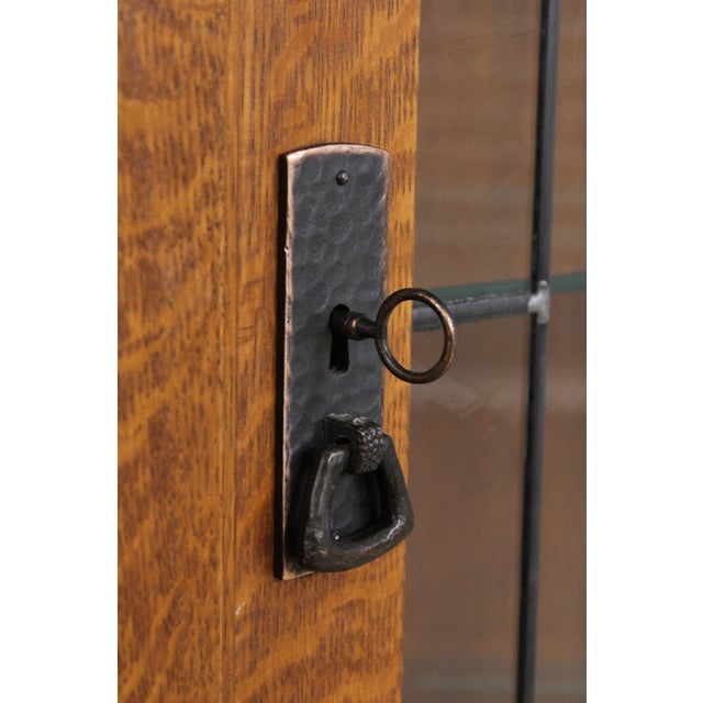 Stickley Mission Oak Leaded Glass China Cabinet For Sale - Image 9 of 18