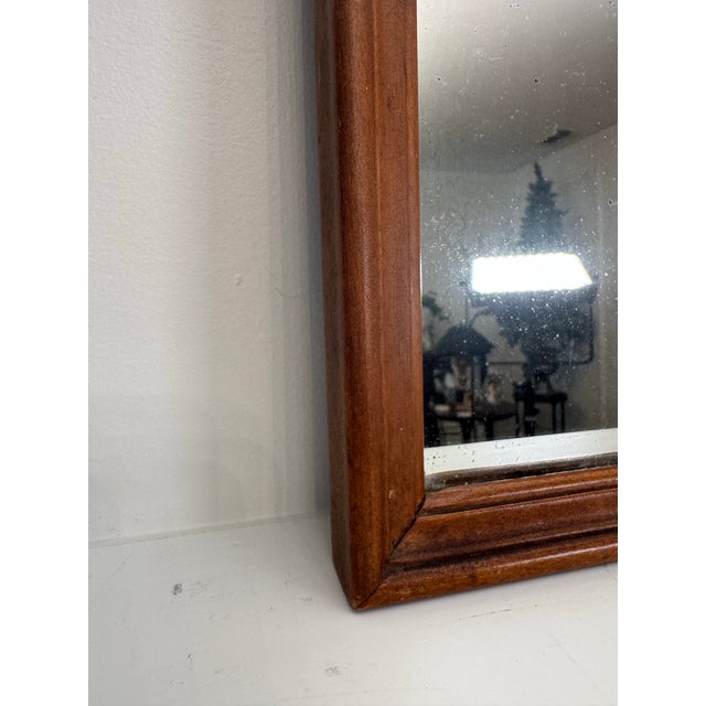 Antique Scalloped Wood French Country Traditional Small Wall Mirror For Sale - Image 9 of 13