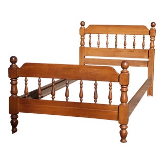 Vintage Solid Maple Single Twin Size Cannonball Bed Frame For Sale