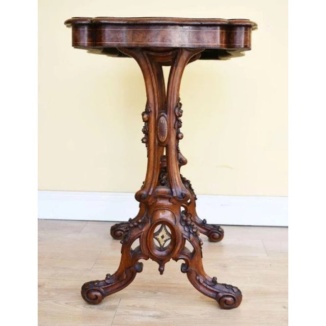 Victorian Burr Walnut Inlaid Table, 1860 For Sale - Image 6 of 12