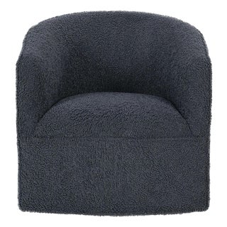 Slate Blue Soft Contemporary Swivel Chair For Sale