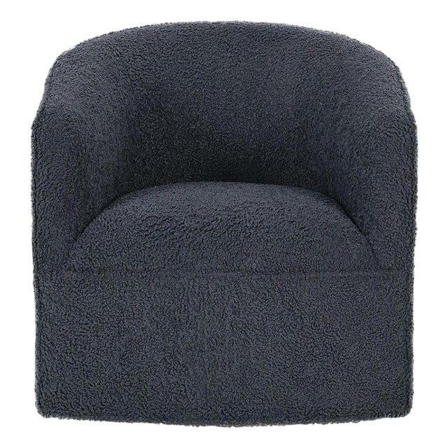 Slate Blue Soft Contemporary Swivel Chair For Sale