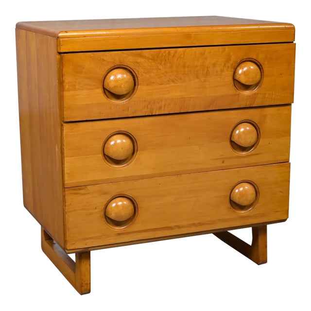 Early to Mid-20th Century Art Moderne Maple Small 3 Drawer Chest or Cabinet Style of Bissman For Sale