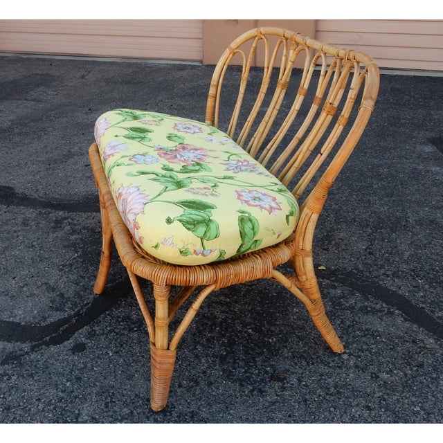 Vintage 1960's Wicker Rattan Patio Lounge Settee For Sale In Las Vegas - Image 6 of 9