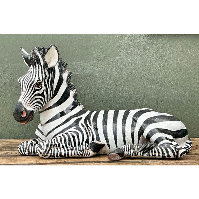 Vintage Italian Monumental Painted Terracotta Zebra For Sale - Image 12 of 12