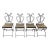 Set of 4 Neoclassical, wrought iron Lyre back folding garden chairs with brass swan heads and claw feet. Each chair has a...