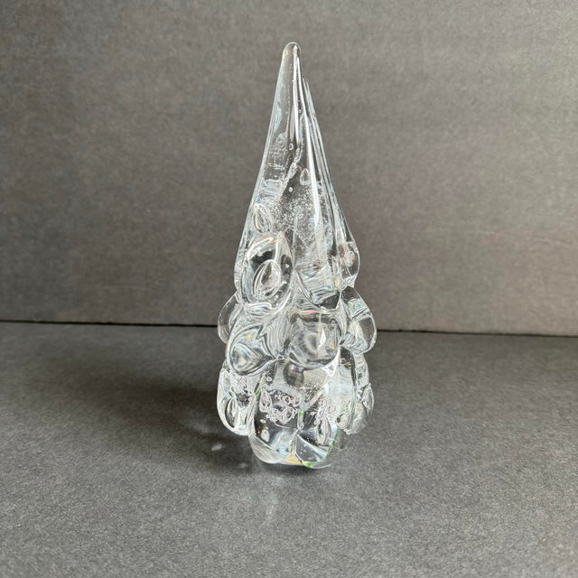 Late 20th Century Vintage Art Glass Christmas Tree Sculpture Clear Bubbles For Sale - Image 5 of 12
