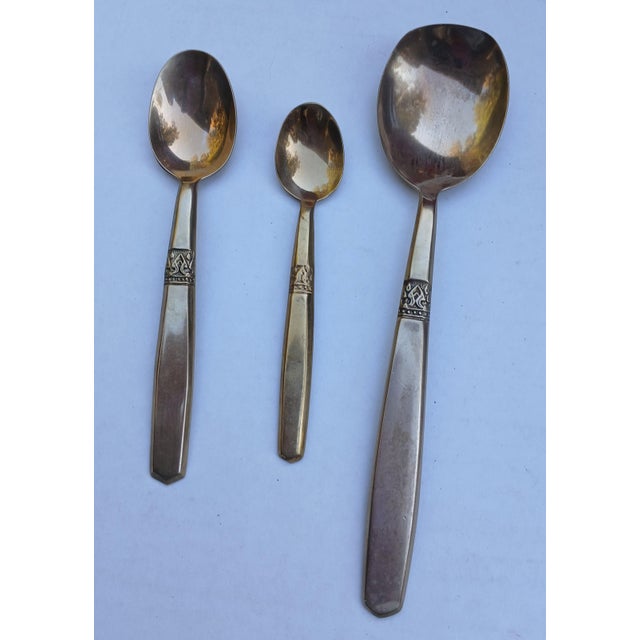 Vintage Mid Century 143 Piece Siam Thai Brass Flatware in Case Service for 12 For Sale - Image 9 of 14