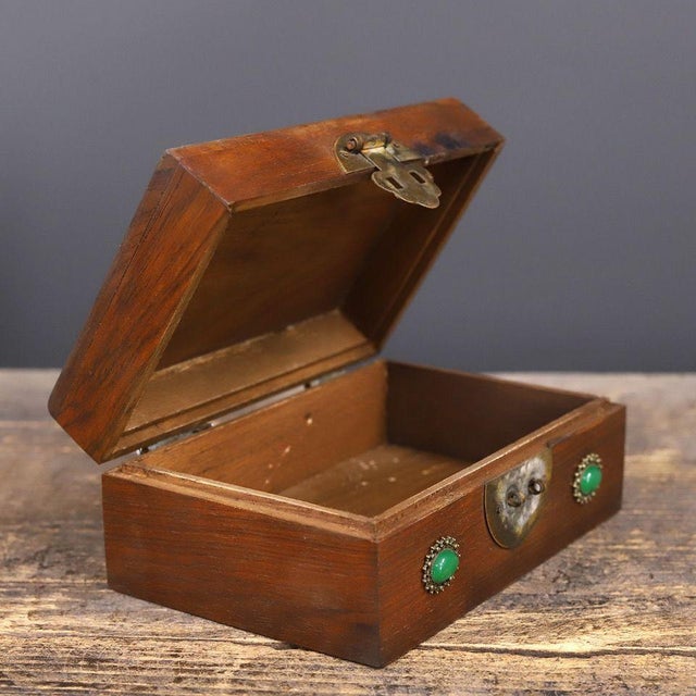 Vintage Chinese Rosewood Box With Mother-of-Pearl Fu Dogs & Jade Clasp For Sale - Image 9 of 9