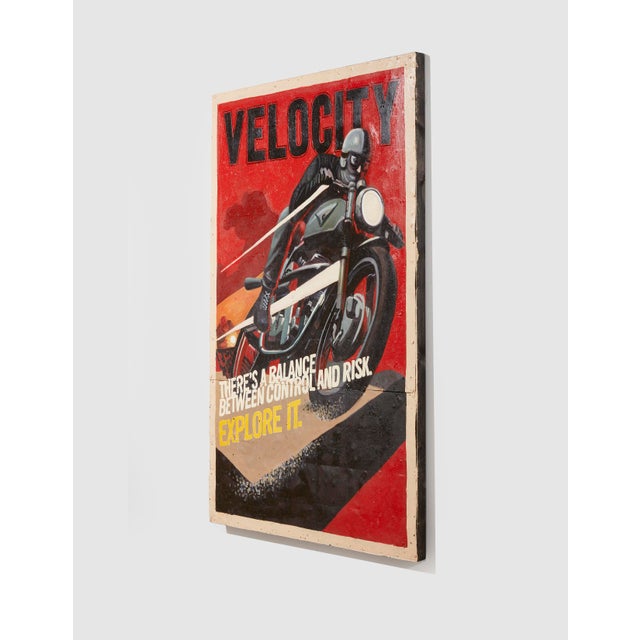 Velocity Motorbike I Collective Bap Large Vietnam Art Red Vintage Racing Scene For Sale In Greensboro - Image 6 of 13