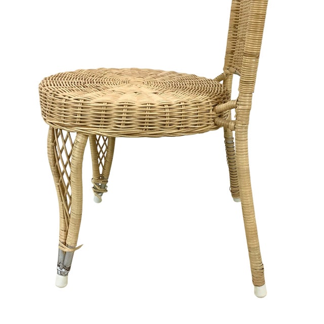 Vintage Woven Wicker & Rattan Side Chair With Cushion For Sale - Image 10 of 18