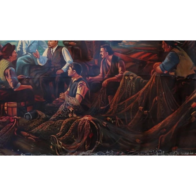 1960s Lenin & Fishermen, Soviet Oil Painting, 1960s Ukrainian Art 133-228 For Sale - Image 5 of 6