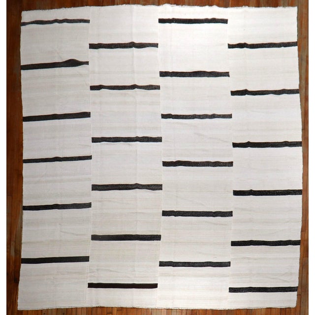 Late 20th Century White Brown Room Size Turkish Kilim - 10'7" x 13'2" For Sale - Image 16 of 18