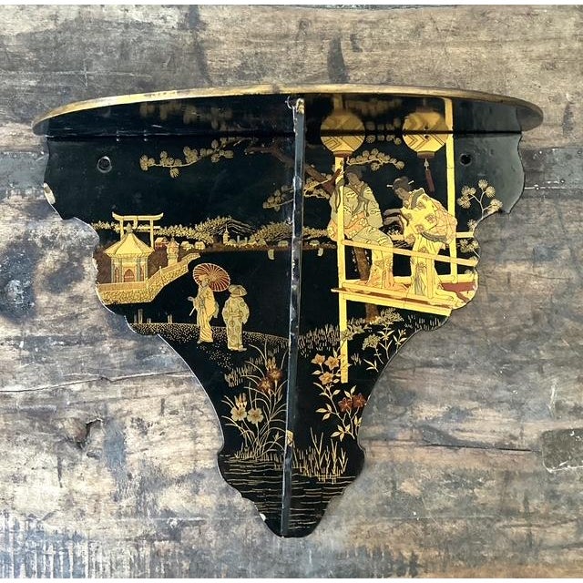 Black Vintage Asian Chinoiserie Folding Bracket For Sale - Image 8 of 8