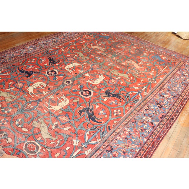 Early 20th Century Persian Mahal Animal Pictorial Rug - 8'6" x 13'5" For Sale - Image 11 of 11