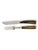 A handsome antique English steak set including six knives with sharp Sheffield blades and six forks. Each with natural...