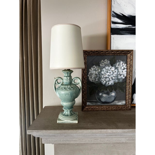 1930s Japanese Dimiuitive Celadon Glaze Japanese Urn Shaped Lamp For Sale - Image 12 of 14