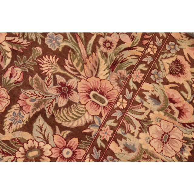 1990s Floral 1990's Pak-Persian Brown/Pink Wool Rug - 5'11'' X 9'2'' For Sale - Image 5 of 9