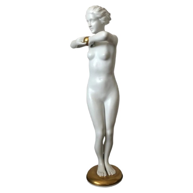 Large Porcelain Figure of Lady with Ball by Luitpold Adam For Sale