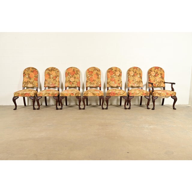 An outstanding set of seven Chippendale or Georgian style dining chairs Attributed to Berkey & Gay USA, Circa 1920s Solid...