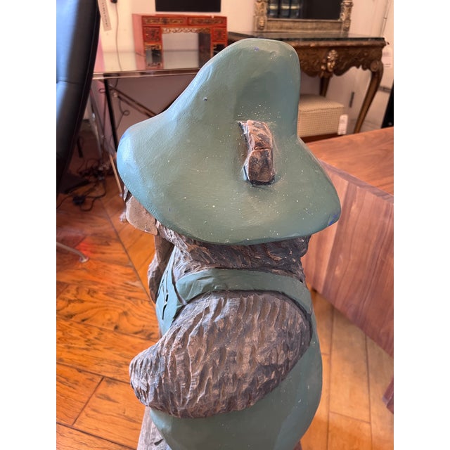 Wood Hand Carved Mountain Bear Sculpture For Sale - Image 7 of 12