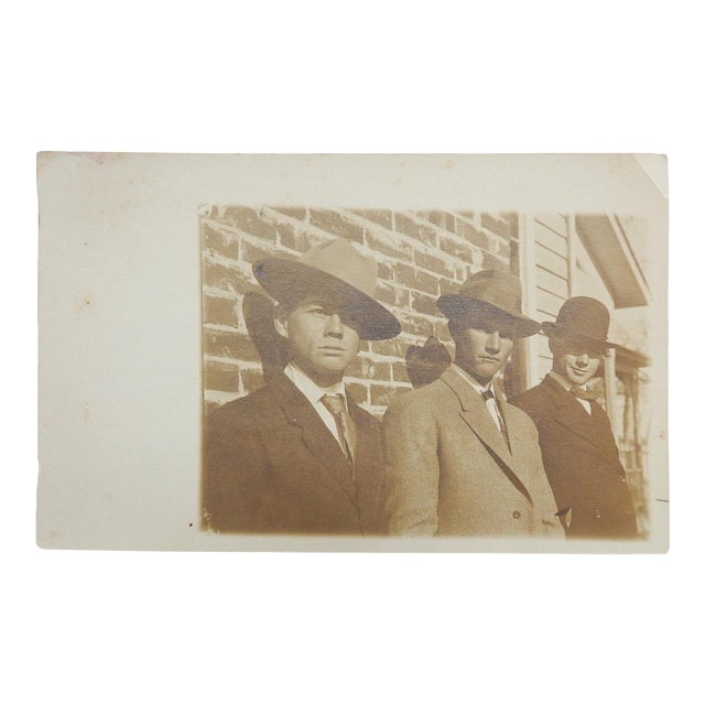 Early 20th Century Photograph Hat Squad Handsom Guys in Hats For Sale