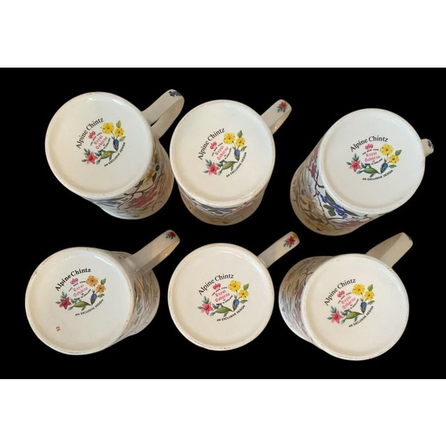 Ceramic Vintage Royal Osborne Alpine Chintz Fine Bone China Mug Cup Set of 6. 12 Oz Uk For Sale - Image 7 of 8