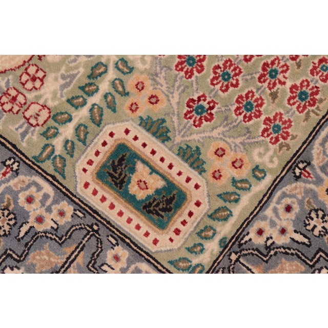 Intricate Floral Pak-Persian Green/Gray Wool Rug - 8'1'' X 10'1'' For Sale In New York - Image 6 of 9