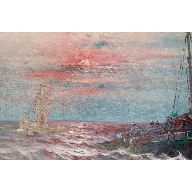 Johan Ossian Andersson, Sailing at Sunset, 1950s, Oil on Canvas, Framed For Sale - Image 8 of 11