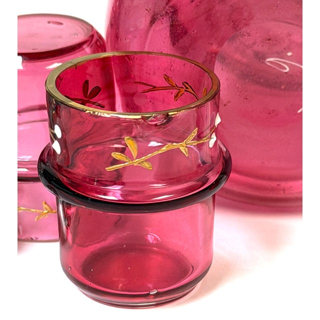 1880s Magnificent Moser Cranberry Glass Imperial Egg-Form Tantalus Service For Sale - Image 15 of 18
