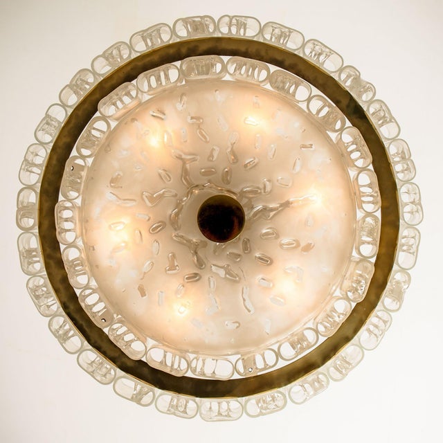 Large Glass and Brass Pendant Light by Doria Leuchten, 1970s For Sale - Image 12 of 18