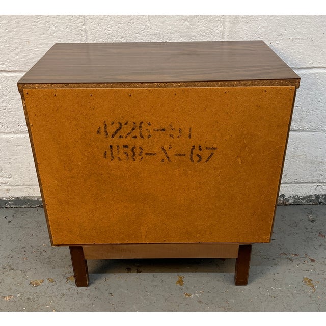 Mid-Century Modern Walnut Cabinet Nightstand With Cane Doors For Sale - Image 12 of 13